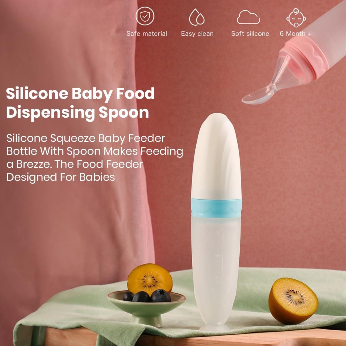 Premium Baby Food Squeeze Feeder Spoon - Soft Silicone, Leak-Proof, Easy Feeding