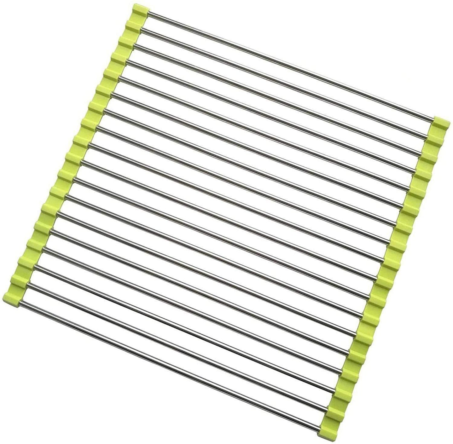 Sink Draining Rack- Stainless Steel Foldable/Roll-Up Over Sink Dish Drainer Drying Rack(Assorted Color)